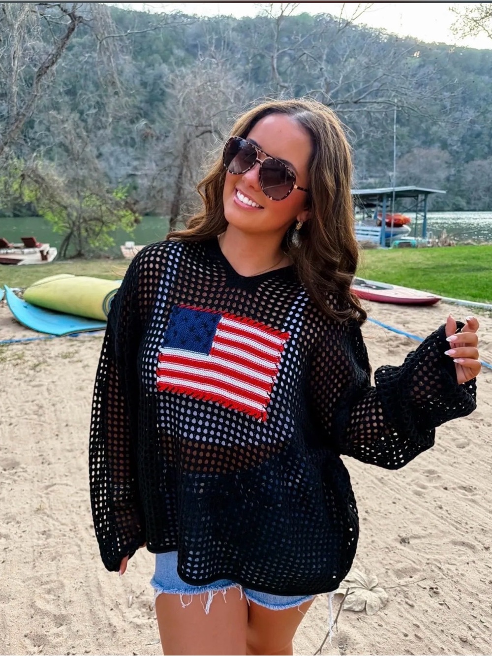 Blakeley Freedom Flag Patch Pullover in Black Plus